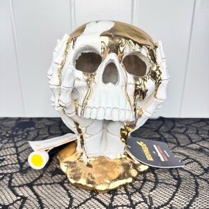 NEW Spooky Boutique Gold Dripping Skull Light Up Halloween Figurine